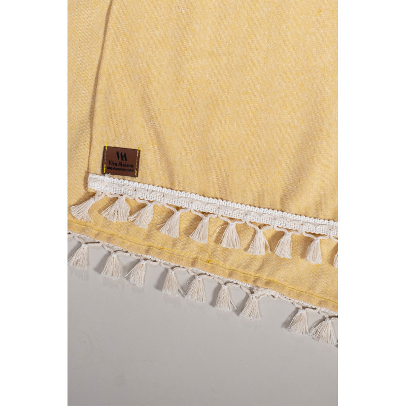 Cotton Tasseled 40 X 150 Cm Table Runner - Boundry Purple, Corn Yellow