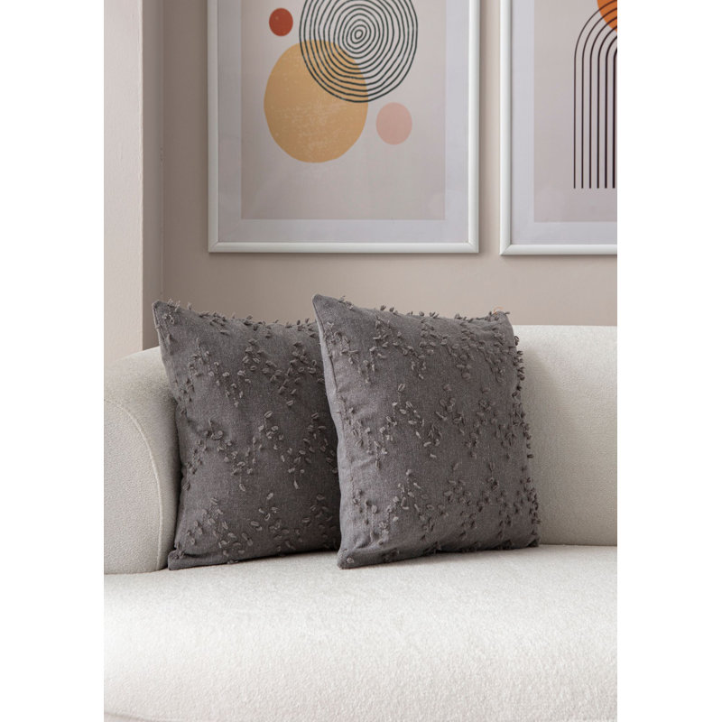 Stylish Cushion Cover Set (2 Pieces), Grey, 16.9 x 16.9 inches | 100% Polyester, Durable Fabric Density: 3.5 oz/sq yd | Machine Washable on Hand-Wash Program, Perfect for Home Decor & Comfort