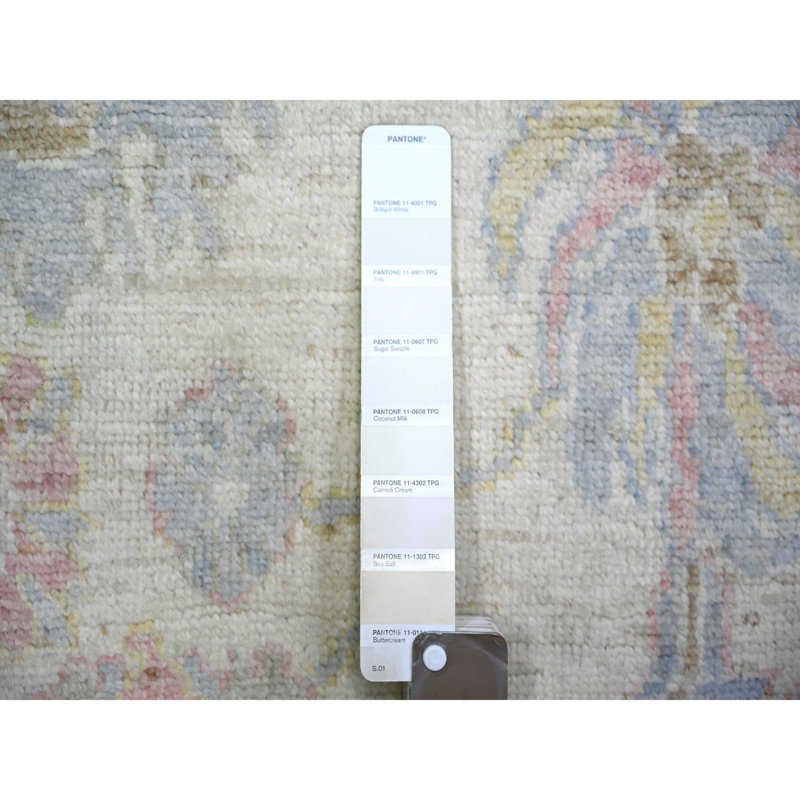 Tapis de couloir nouvel âge en laine ivoire 2 pi 8 po x 19 pi 1 po Zikiya