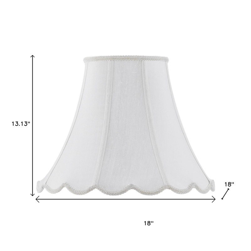 White Linen Piped Bell Lamp Shade, 13.13" H x 18.00" W x 18.00" D