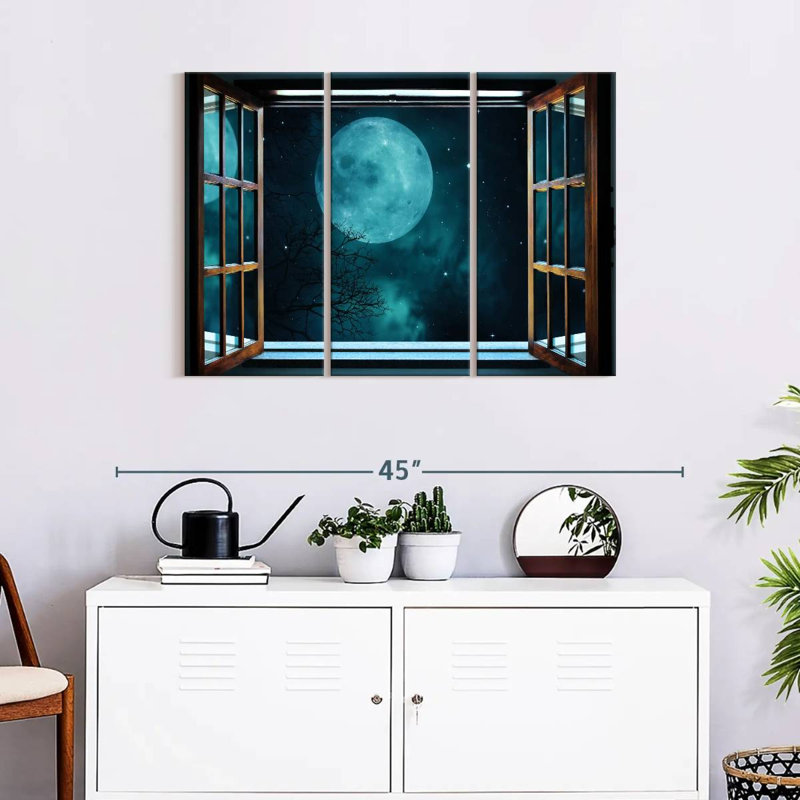 " Moon Sparkles " 3 - Pieces, 24" H x 38" W x 1.25" D