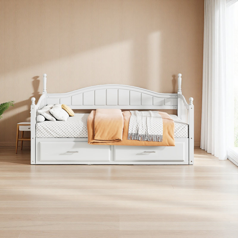 Lit de jour en bois avec couchette simple, Blanc