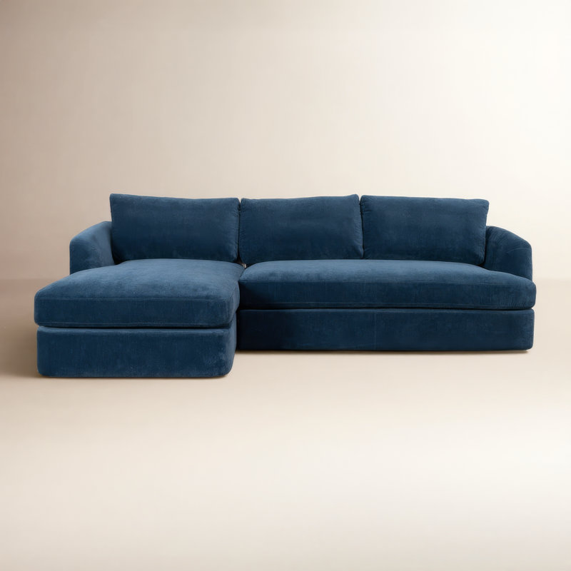 Alameda 109" W Velvet L-Shaped Sectional, Left Hand Facing, Pacific Velvet