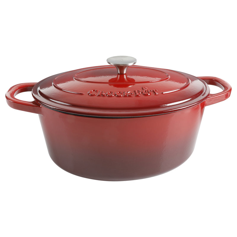 Crock-pot Artisan 7 Qt. Cast Iron Oval Dutch Oven, Scarlet Red
