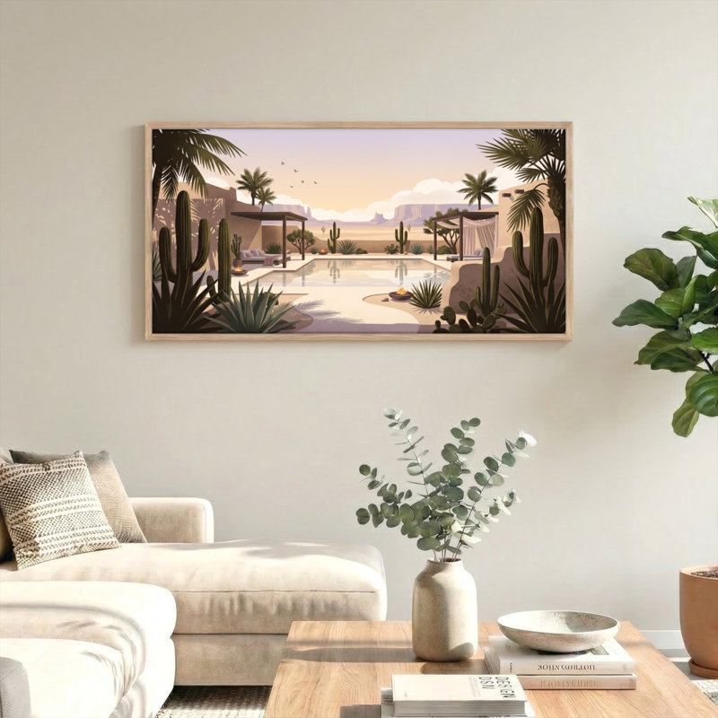 «Desert Oasis», reproduction d'art sur toile, ensemble de 1, 40“W x 20”H, Natural
