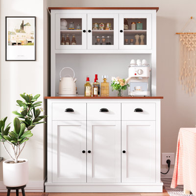 71" Kitchen Hutch Storage Cabinet With Charging Station by Red Barrel Studio