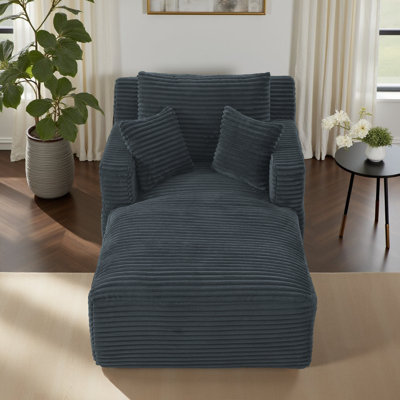Boneless Couch Sofa Compression, Chaise Lounge Chair Indoor, Upholstered Corduroy Couch, Cloud Sleeper Sofa, Oversized Reading Chair For Living Room, No Assembly Required