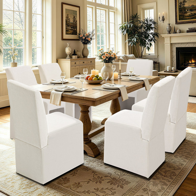 Upholstered Side Dining Chair, White
