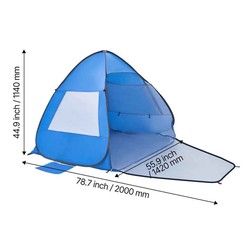 Abri de plage pour 2 personnes, protection UPF 50+, toile d'ombrage portable avec sac de transport et poches de sable, parasol de plage léger et facile à installer pour le camping