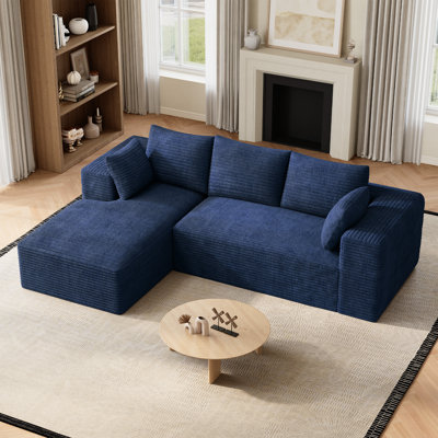 Adame 110"W Sectional Sofa Couch With L‑Shaped Chaise, Cup Holders & Storage Pockets - No Assembly Required