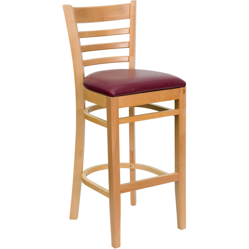 Tabouret de bar en bois Ladder Back, Naturel, Rouge