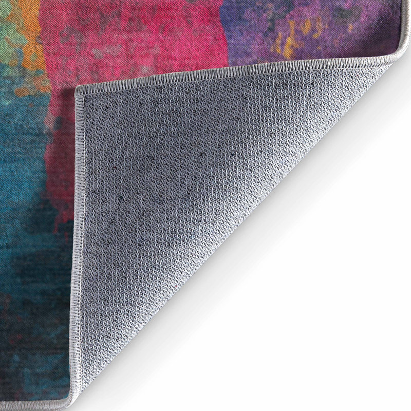Tapis abstrait multicolore abstrait Abstract Energie, Rectangle 7 pi 7 po x 9 pi 10 po 