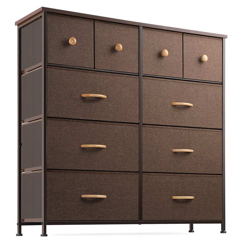 Commode double 10 tiroirs l 39,4 po, Brun