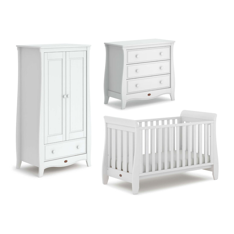 Sleigh Urbane Cot Bed 3-Piece Nursery Furniture Set, White