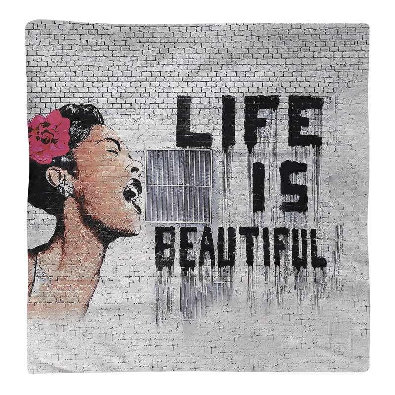Banksy Graffiti No Pattern Square Napkin, 22" x 22", Poly Twill