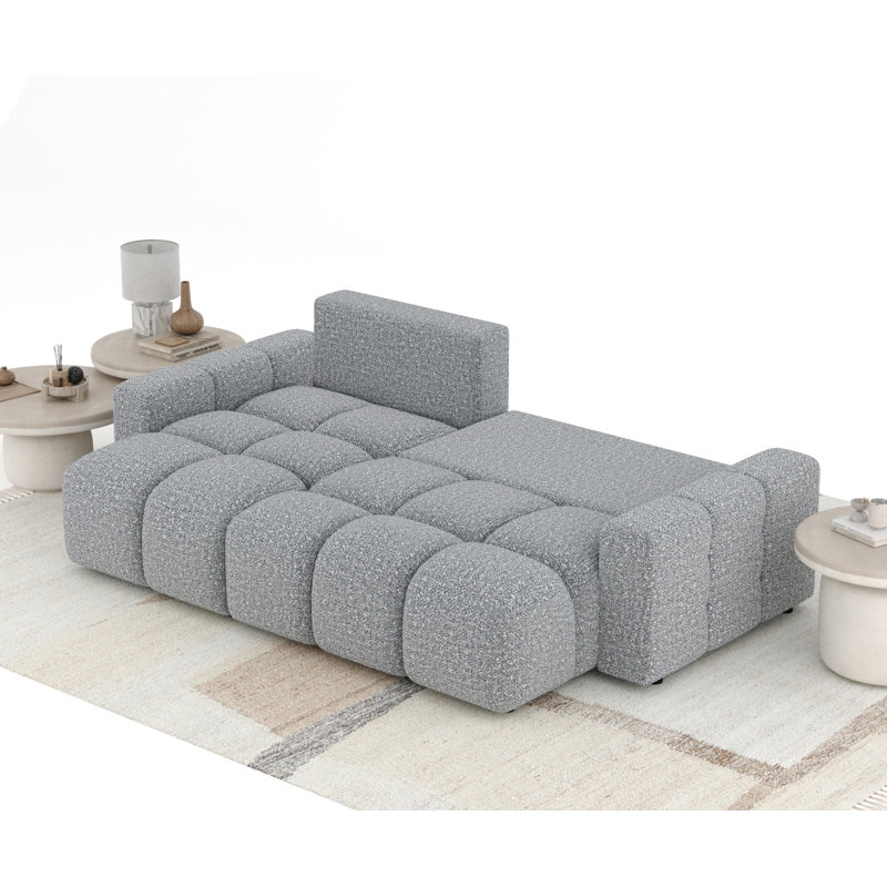 4 Seater Sofa Bed, Grey Boucle
