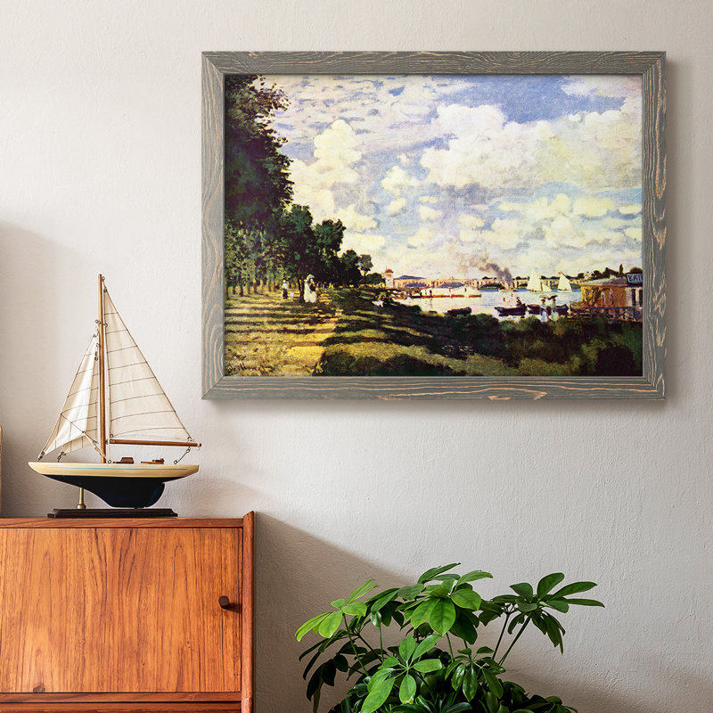 «Sailing At Argenteuil», reproduction d'art encadrée sur toile par Claude Monet, Gris, H 18 po x l 26 po x P 1,5 po