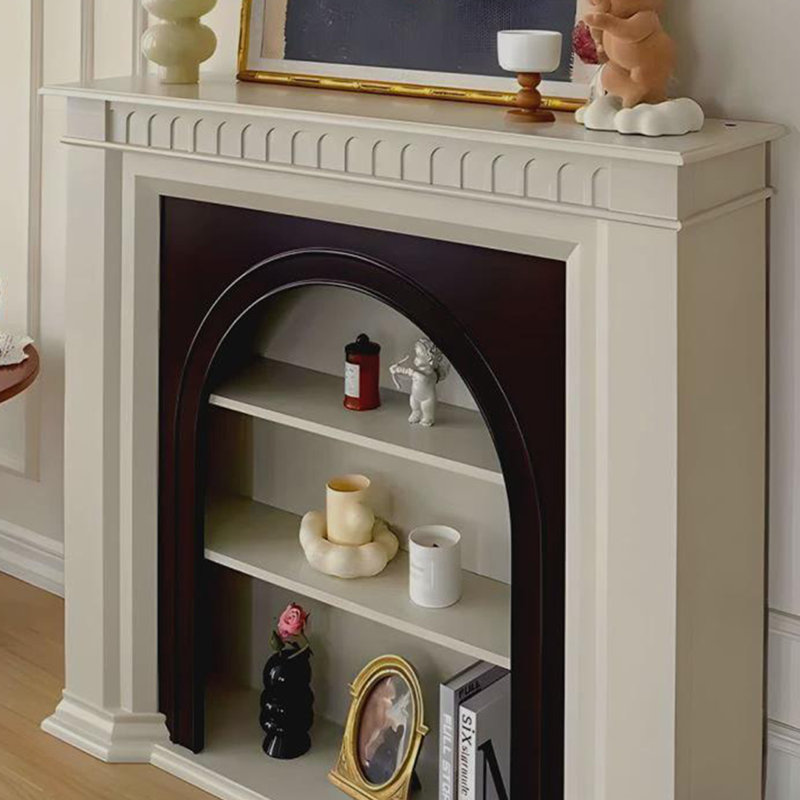 White Solid Wood Freestanding Fireplace