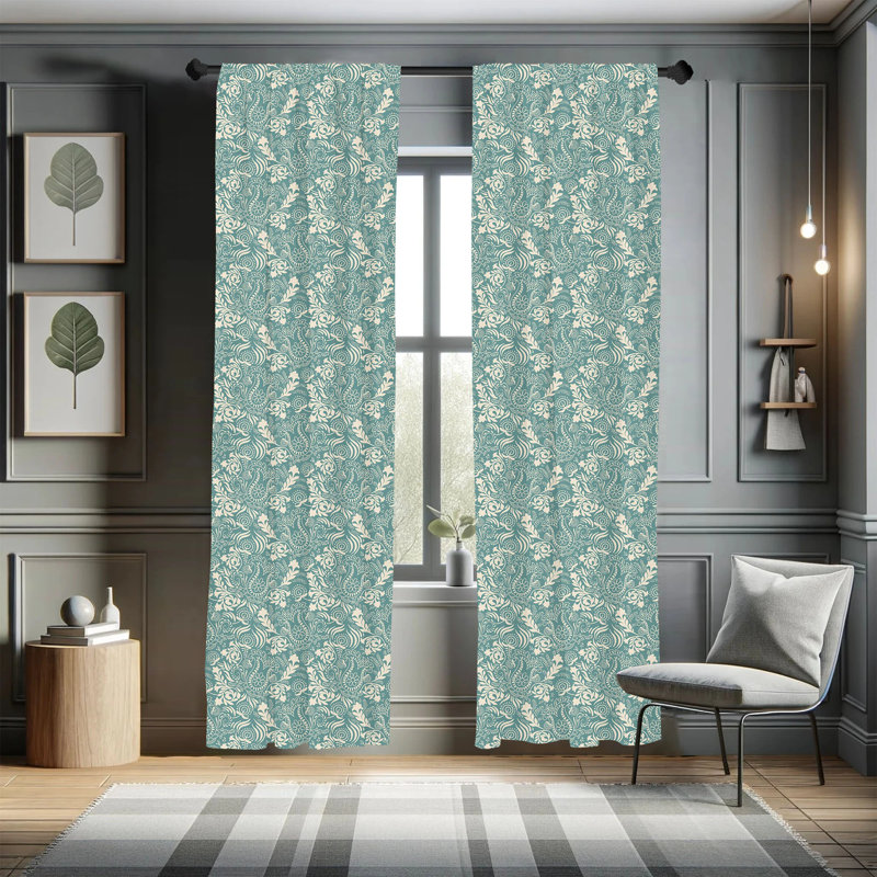 Floral Semi-Sheer Rod Pocket Curtain Panels, 28" x 84"