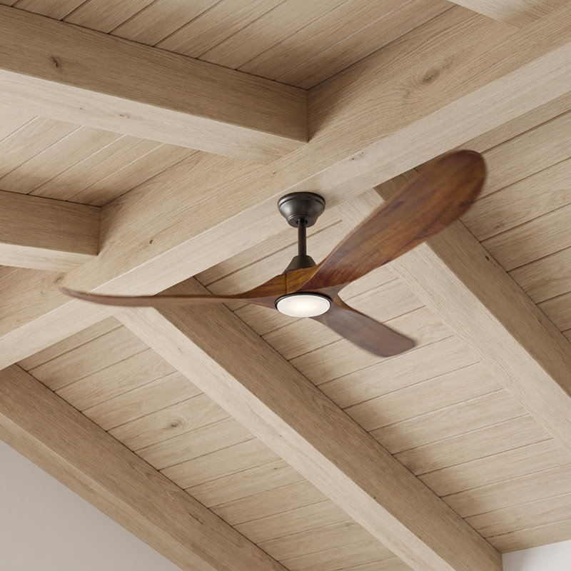Modern Ceiling Fan With Light, Solid Walnut Wood 3 Blade Ceiling Fan ,dc Quiet Reversible Motor,smart App & Remote Control