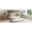 Lit simple superposé au dessus d'un lit double en métal avec lit gigogne simple-1633439424