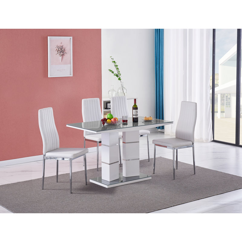 Tsaile 4 - Person Dining Set, Grey, White