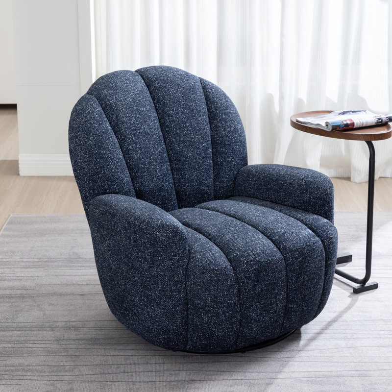 Broderic Petal Tufted Swivel Armchair, Blue