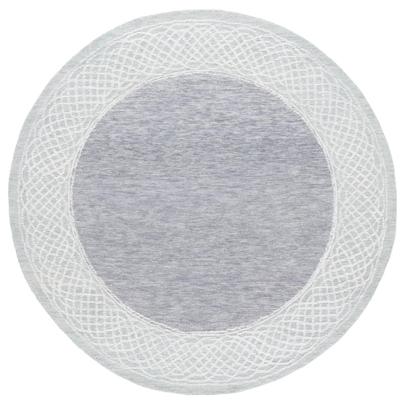 Ebony 275 Hand Tufted Indian Wool Pile Geometric Rug, Round 6'