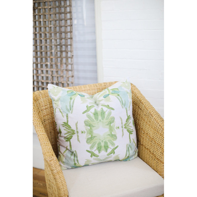 Wildflowers I Large Repeat Luxury Throw Pillow, Blue/Sage Green Floral, 22"H x 22"W