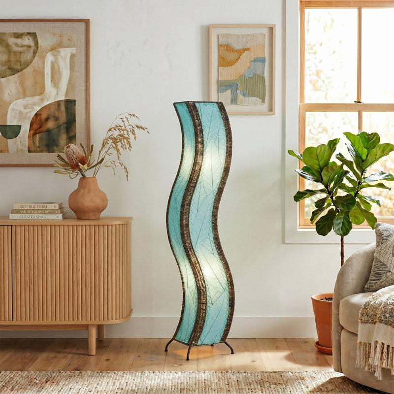 Lampe sur pied colonne Gertie, Bleu mer, 48"