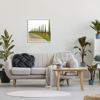 Cyprès de Toscane, jardin de fantaisie italien sur cour surdimensionné encadré noir, art texturé par cadre arctique
