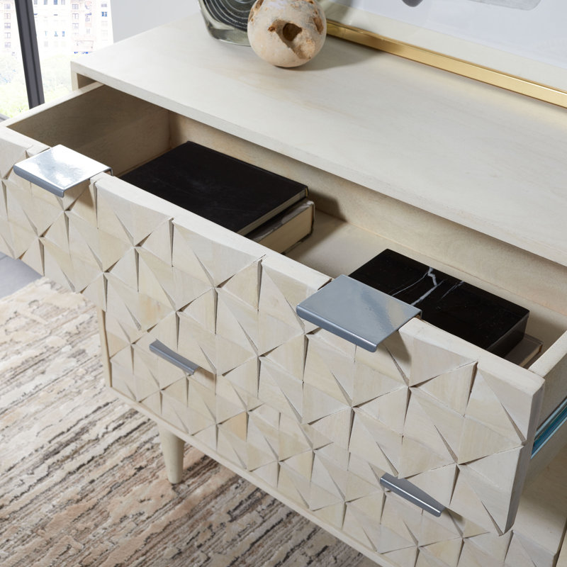 Élégante table de chevet en bois massif 31,8 po Ethier - Commode 3 tiroirs avec pieds fuselés de style Mid-Century moderne
