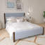 Base de lit tapissier moderne avec tête de lit capitonnée et pieds en bois massif de style moderne Mid-Century-109686824