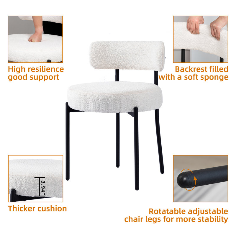 Neshaun 75.95cm H Upholstered Metal Side Chair, White