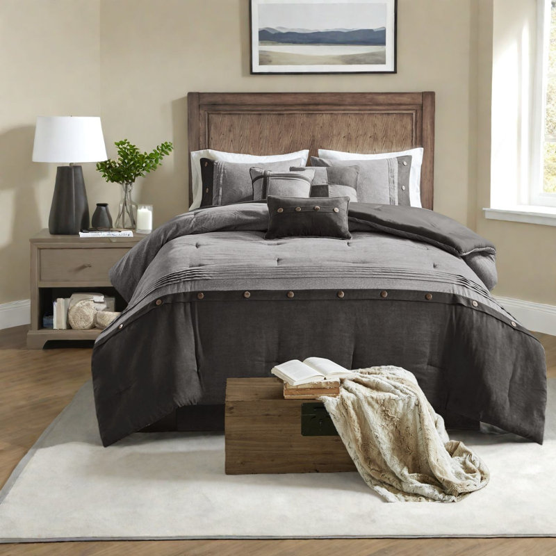 Soft Faux Suede Bedding Sets Cal King, Rustic Lodge Style For Home