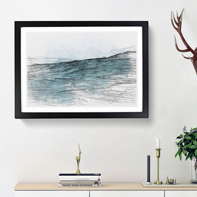 Ocean Wave in Morocco in Abstract - Picture Frame Graphic Art Print, 27cm H x 36cm W x 2cm D, Black Framed