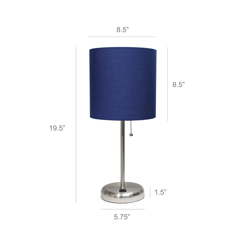 Delp Metal USB Table Lamp, No, Navy, Silver