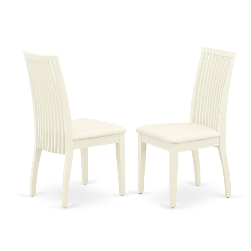 Chaises de salle à manger Ipswich - Ensemble de 2 chaises en tissu de lin blanc, Blanc lin