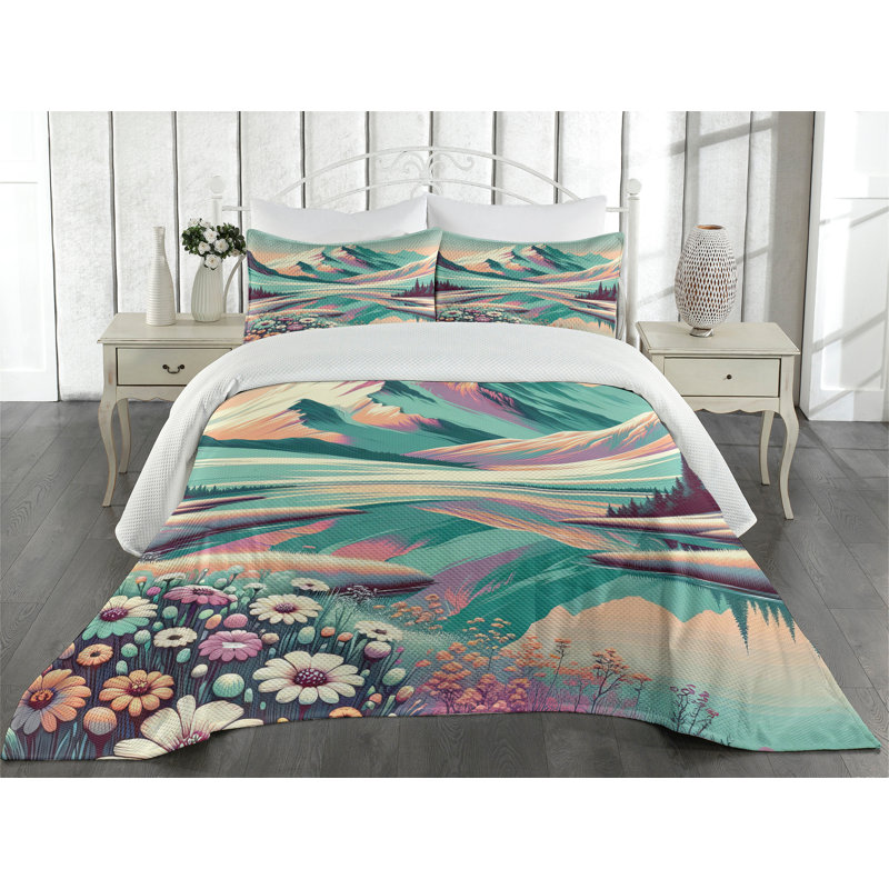 Polyester Abstract Coverlet, King Coverlet + 2 Standard Shams