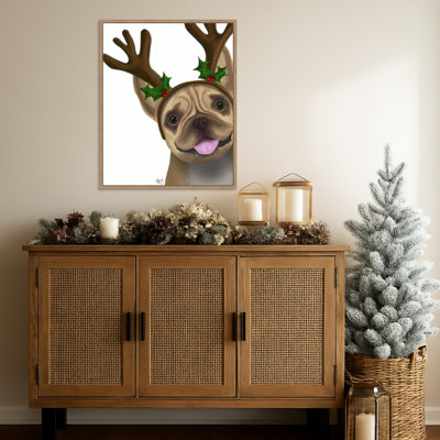 «French Bulldog Antler 2» par Fab Funky, reproduction d'art sur toile encadrée