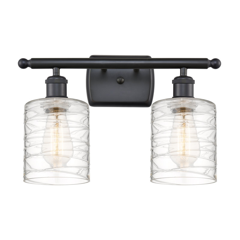 Éclairage pour salle de bain à intensité variable 2 lumières Leilani, Noir mat, Transparent