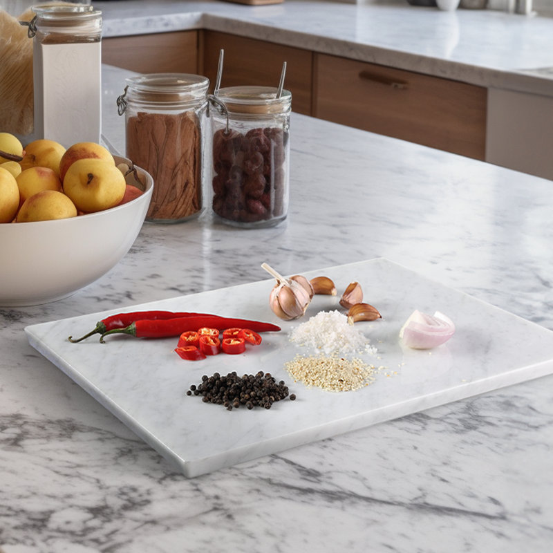 Koville Large Marble Cutting Board, 16*12in, Bianco Carrara