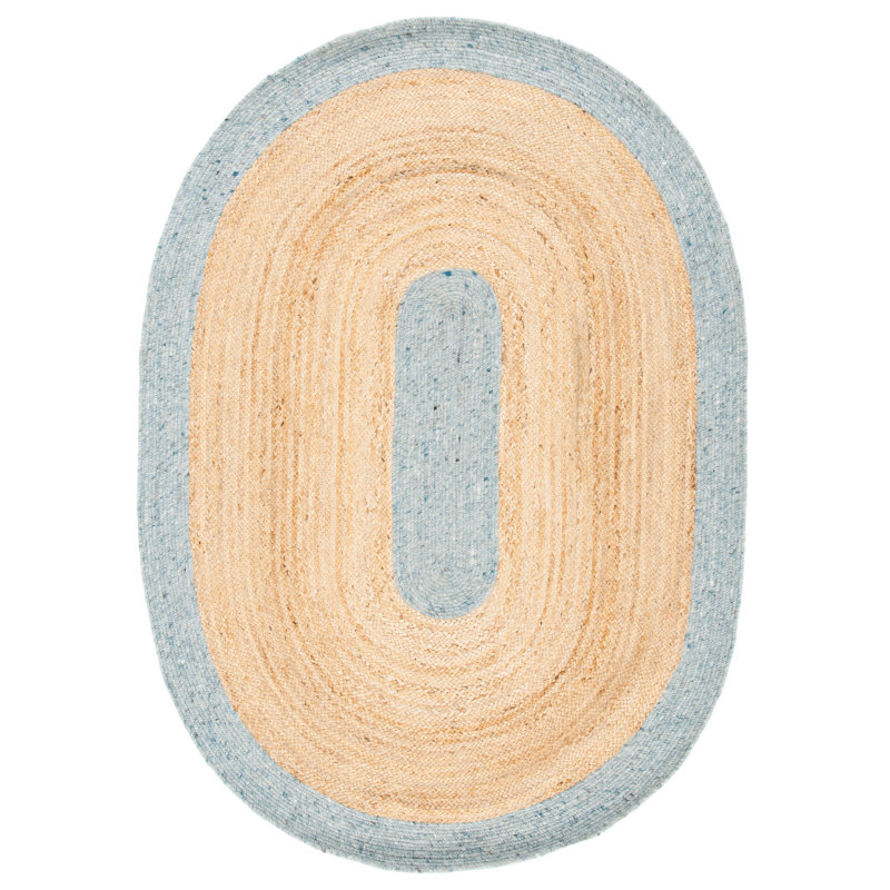 Manley Hand Woven Jute/Wool/Cotton Rug in Gold, Oval 5' x 7'
