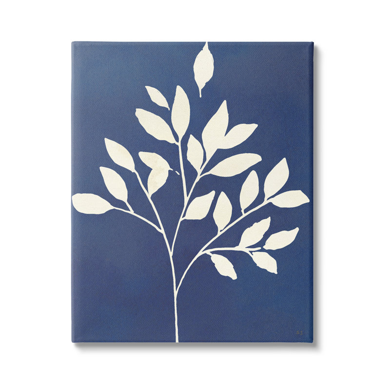 "Modern Leaf Sprig", pochoir abstrait par Susan Jill - cadre flottant, impression sur toile, H 20 po x l 16 po x P 1,5 po