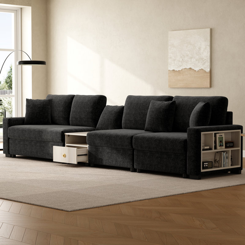 Canapé rembourré Calvera, L 132,5 po x P 31,1 po x H 32,3 po, Noir