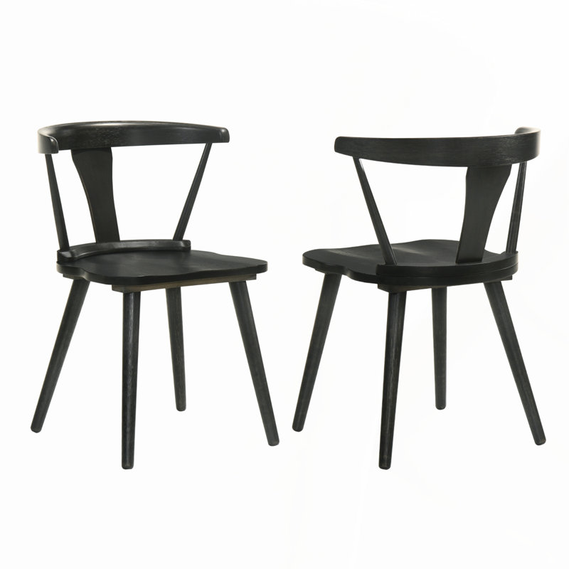 Ensemble de 2 chaises de salle à manger rustiques en bois massif avec assemblage facile et fabrication durable, Noir