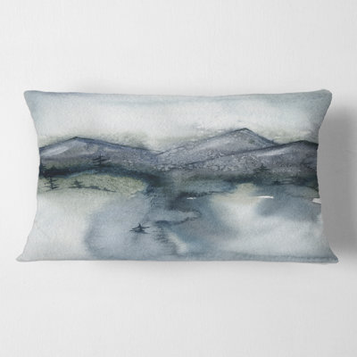 Minimalistic Landscape of Mountains Trees and Snow Rectangular Pillow Cover & Insert