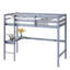 Lit mezzanine simple gris avec garde-corps et bureau intégré, fabriqué en bois d'hévéa pour une chambre à coucher de taille stable, fabriqué en gris