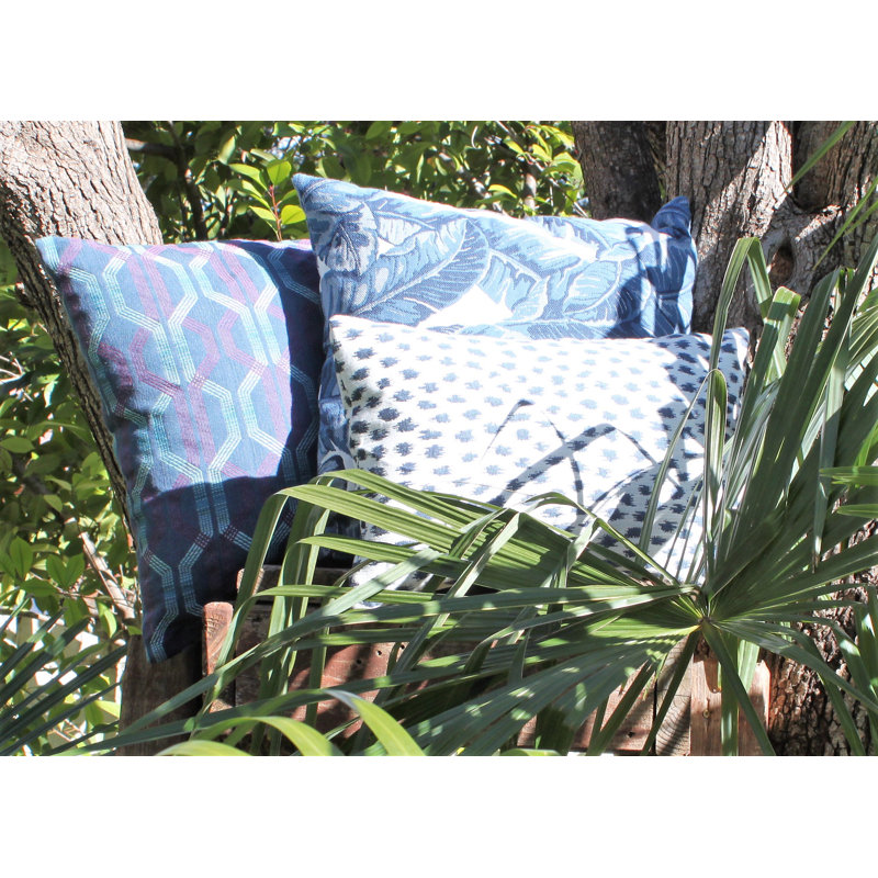 Tropics Lumbar Indoor/Outdoor Pillow Cover & Insert, Blue/White