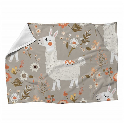 Llama Animal Warm Machine Printed Throw Blanket